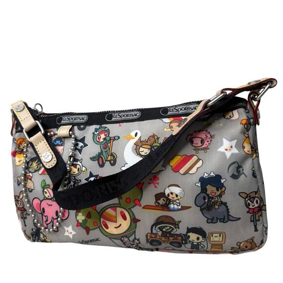 Tokidoki x LeSportsac Trasporto Ciao Shoulder Bag Rare Retired Print Gray NWOT - Picture 3 of 12